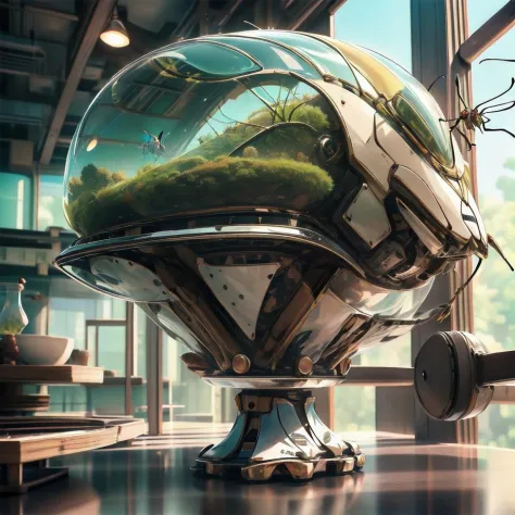 <lora:MantisAI:0.8> MantisAI, 1girl, spherical space station protected with glass, arthur clarke, lush hydroponics bays, sci - fi, digital art, sharp focus, concept art, cyberpunk, octane render