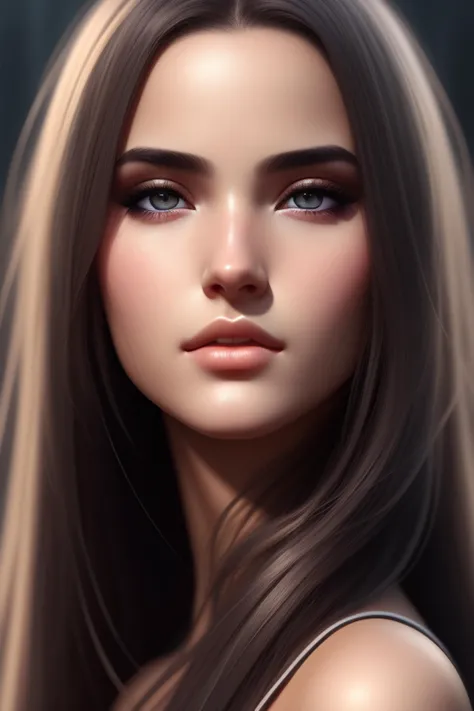 Centre close-up detail portrait of a beautiful girl, Matte painting, digital painting, detailed face, detailed eyes, beautiful body, detailed, smooth skin, soft lighting, high-resolution detail image