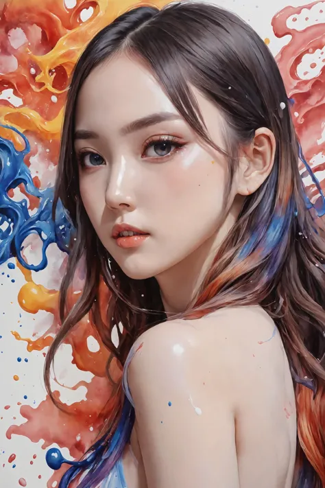 Colorful, multiple colors, intricate detail, splash screen, photorealistic, intricately detailed fluid gouache painting, calligraphy, acrylic, watercolor art,
masterpiece, best quality, 1girl,  <lora:kwFemale_Beta40-SDXL_v1:1>, chinese,waifu