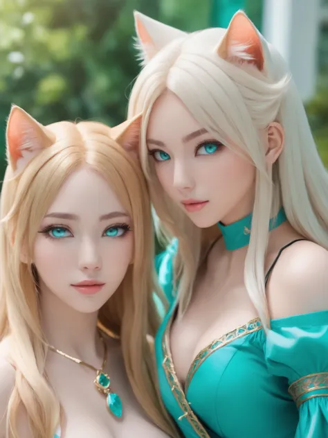 2 KAWAII cat girls. sexy clothes.
beautiful skin. oily skin. ultra detailed. clear eyes. best quality. anime realistic, 8k raw p...