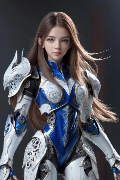 front_view, masterpiece, best quality, photorealistic, raw photo, (1girl, looking at viewer), long hair, mechanical white armor,...