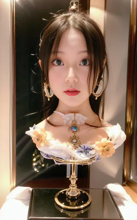 1girl, chinese, (disembodied head:1.7), (head), (((best quality))),(((ultra detailed))),(((masterpiece))),(head in a glass box),...