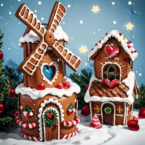 ((masterpiece,best quality)), absurdres <lora:Gingerbread_House:0.7>, Gingerbread_House, gingerbread house, food, food focus,  c...