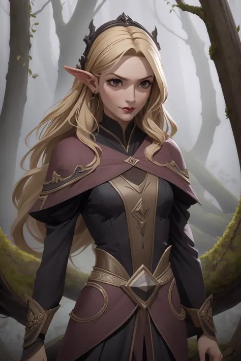 1 girl,solo, middle earth, Summoner Calling forth a dragon, Baroness, Tall, Firm, Triangular Face, Dark Skin, Blonde Hair, Brown...