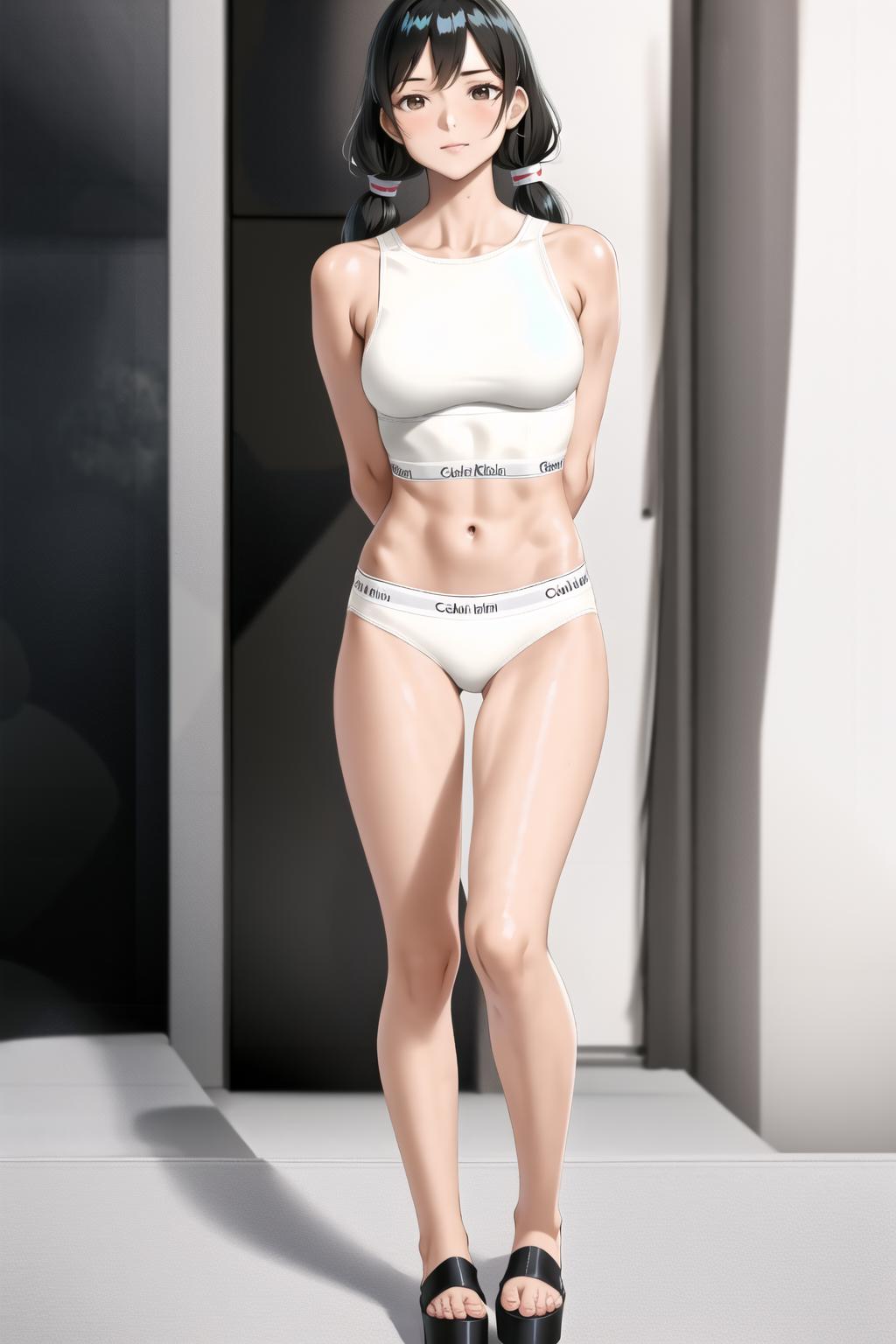 A close up of a woman in a bikini and panties - SeaArt AI