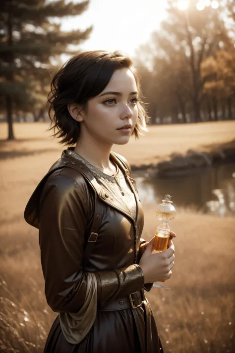 arafed woman in a leather dress holding a glass of wine