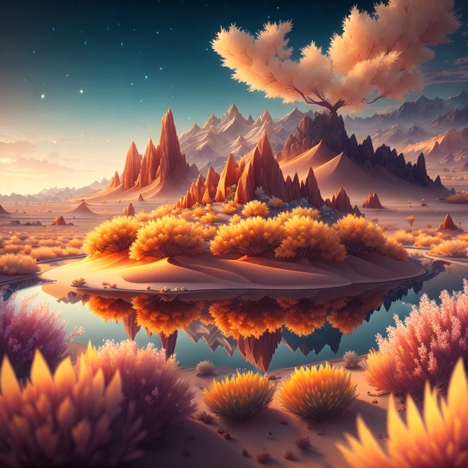 masterpiece, best quality, high quality, extremely detailed CG unity 8k wallpaper,flowering landscape ,A dry place like an empty desert,dearest,foxy,Mono Lake,hackberry,3D Digital Paintings,award winning photography, Bokeh, Depth of Field, HDR, bloom, Chromatic Aberration ,Photorealistic,extremely detailed, trending on artstation, trending on CGsociety, Intricate, High Detail, dramatic, art by midjourney