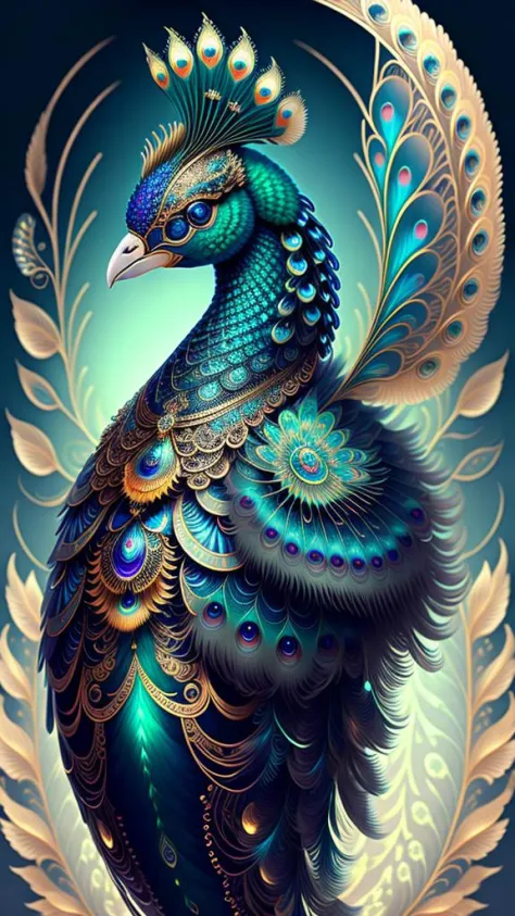 android mechnical peacock,robot wings,earnst haeckel, james jean. generative art, baroque, intricate patterns, fractalism, movie...