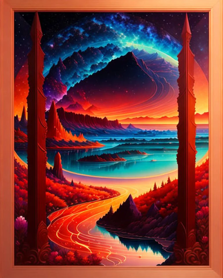 A beautiful earth filled with water and lava, intricate, masterpiece, expert, insanely detailed, 4k, composition, framing, centered, symmetry, painted, intricate, volumetric lighting, beautiful, rich deep colors masterpiece, sharp focus, ultra detailed, in the style of dan mumford and marc simonetti, astrophotography