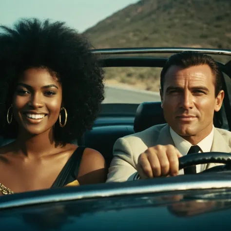 analog film photo of  <lora:James Bond 007 style:0.9> detailed sharp image of
an afro man driving a car with a woman in the back seat,1girl,smile,black hair,1boy,jewelry,multiple boys,teeth,facial hair,ring,realistic,photo (object),photo background,driving,car interior,steering wheel,photo inset , dramatic light, dramatic shadow light, contrast, cinematic color, cinematic look, filmic, realistic, realism, perfection, perfect, Kodak, Kodak film, movie still, spy film, action themed, espionage, James Bond style, James Bond film style, 007 style, 007 film style, faded film, desaturated, 35mm photo, grainy, vignette, vintage, Kodachrome, Lomography, stained, highly detailed, found footage