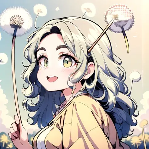 anime girl with a dandelion in her hand