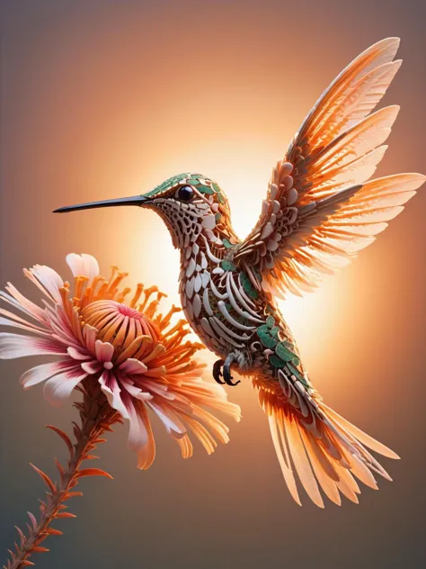 there is a hummingbird that is flying over a flower