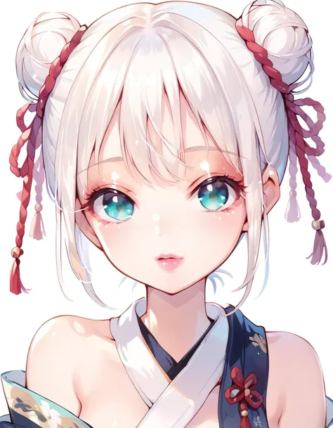 score_9, score_8_up, score_7_up, score_6_up,  anime,  face close up, a girl, glossy pink lips,  shimmering eyeshadow, white hair...