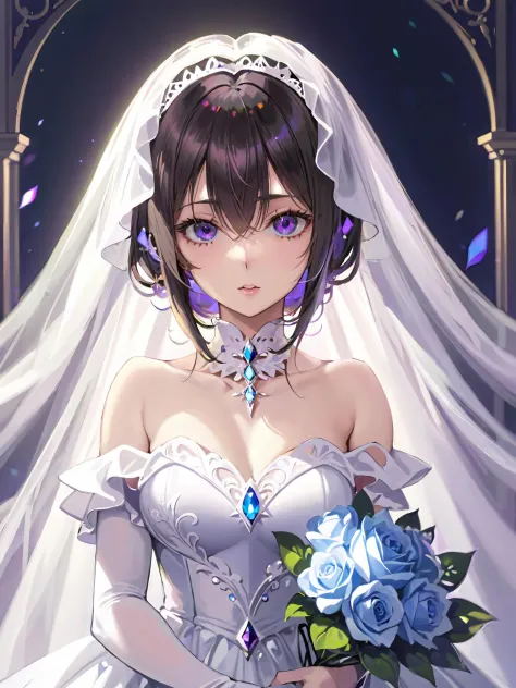 1girl with crystal eyes,
wedding dress,