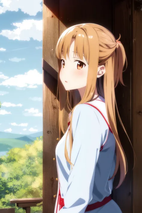 asuna, asuna_\(sao\), 1girl, fantasy, highres,  looking_away, looking_to_the_side,  original, parted_lips, realistic,   scenery,...