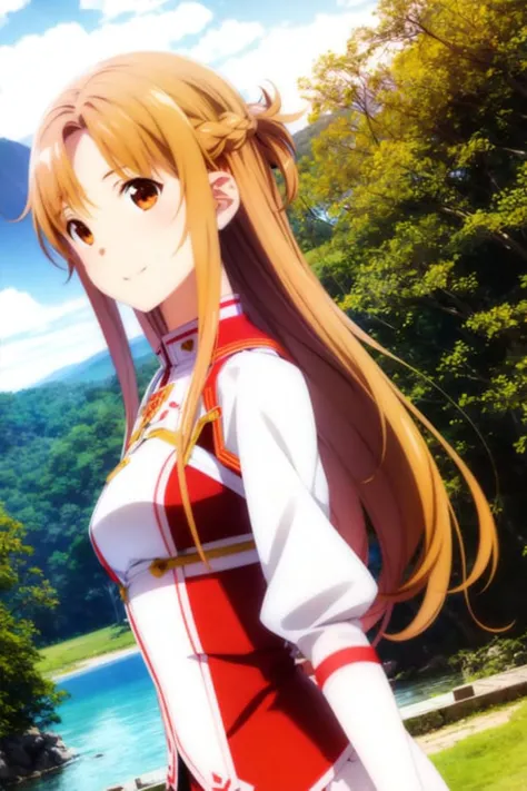 asuna, asuna_\(sao\), 1girl, fantasy, highres,  looking_away, looking_to_the_side,  original, realistic,   scenery,  solo, upper...