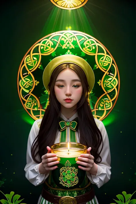 Immerse yourself in the enchanting world of Celtic mythology with a mesmerizing illustration capturing the essence of St. Patric...
