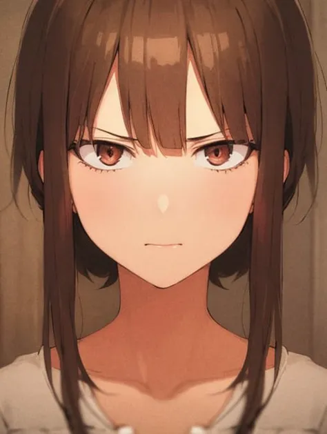 anime girl with long brown hair and brown eyes