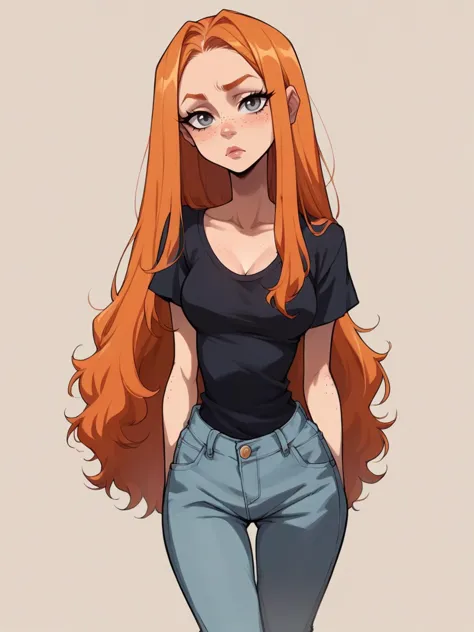 score_9, score_8_up, score_7_up, score_6_up,  <lora:b00nd0cksXLP:1> b00nd0cks, 1girl, curvy, ginger hair, grey eyes, freckles, long hair