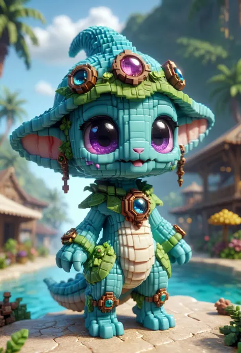 reality-shot, realism, realistic photography of a cute alien lifeform covered with goo, tropical lagoon marketplace, intricate d...