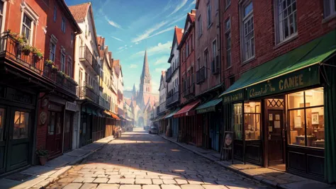 excellent oil painting of a Medieval City: Cobbled streets lined with timber-framed houses, bustling market squares, and a towering castle in the distance., vibrant colors, powerfull style with epic dramatism, , best quality, maximum quality, intricate details, ultrasahrp, ambient oclusion, realistic shadows, art by Bastien Lecouffe Deharme, 8k, oil art, <lora:add_detail:1> <lora:royta v1.1:0.4>8k perfect quality, boekh, deep of field