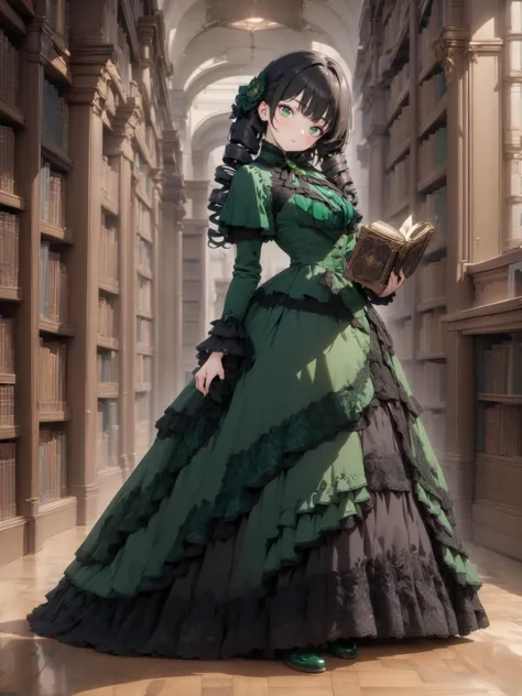 8k, masterpiece, highly detailed,
1girl wearing an emerald green (victorian dress), <lora:victorian_dress-XL-2.0:1>
black hair, ...