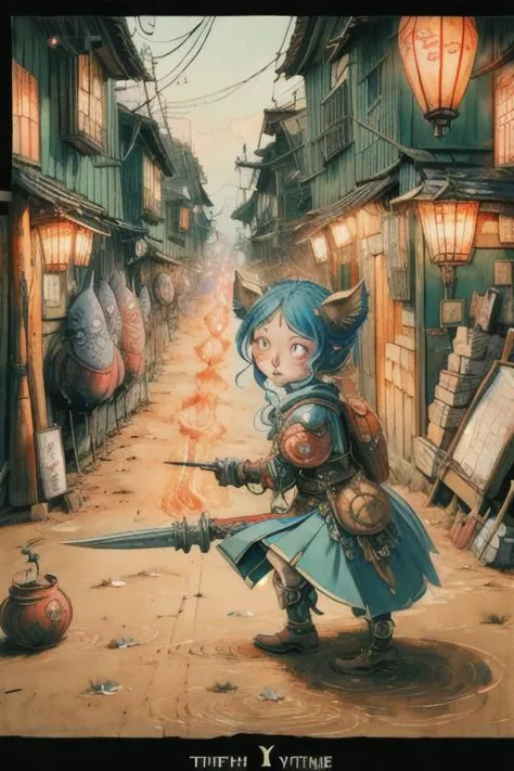 a picture taken from a video game of a girl holding a sword