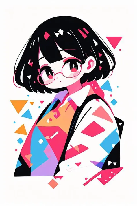 a drawing of a girl with glasses and a tie