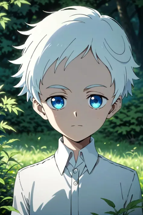 <lora:neverland_norman-000022:0.6>
one 12-year-old boy named neverland_norman, standing alone in outdoors next to green open plains, he has blue colored eyes, he has white hair and he is wearing a white collared shirt,
draw it in the style of The promised Neverland,
The soft lighting and detailed surroundings create an immersive environment where imagination runs wild hyper-detailed,
hyper-detailed face, high quality visuals, dim Lighting, sharply focused, octane render, 8k UHD