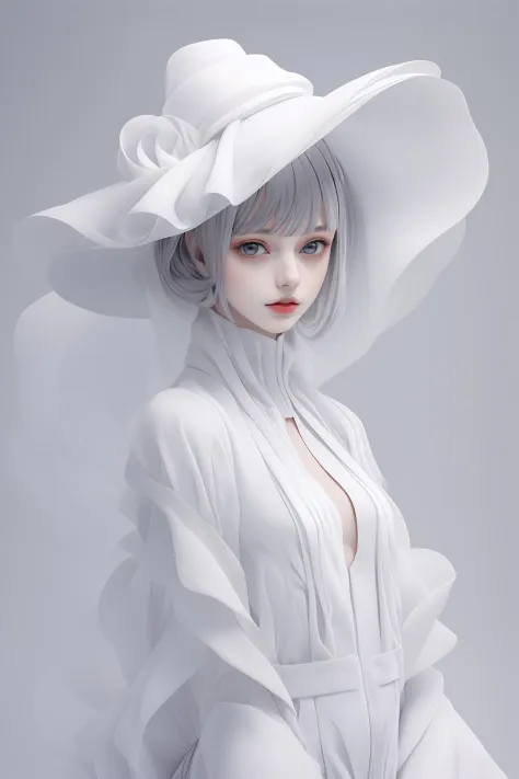 (masterpiece, top quality, best quality, official art, beautiful and aesthetic),solo,1girl,dark white dress,white bodysuit,white...