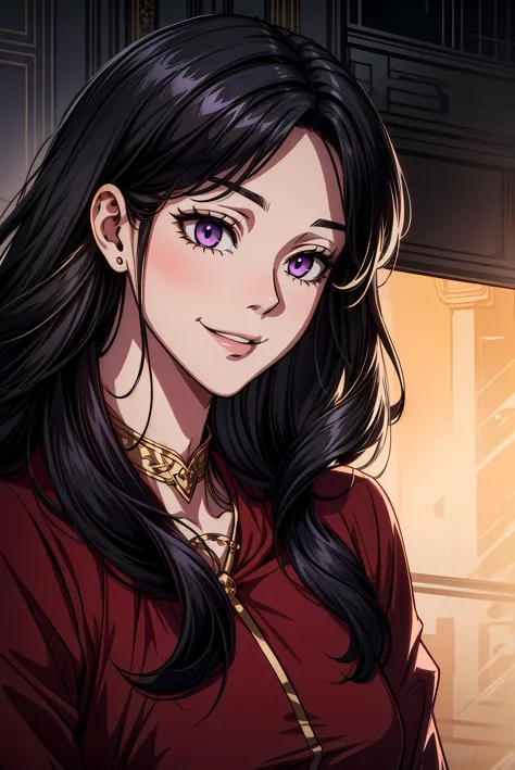 highly detailed, dynamic, cinematic, stunning, realistic lighting and shading, manhwa-scenery, long black hair,purple eyes,smile face, in full growth, <lora:ManhwaUltima:0.8> shoujo-style,
<lora:add_detail:1>,