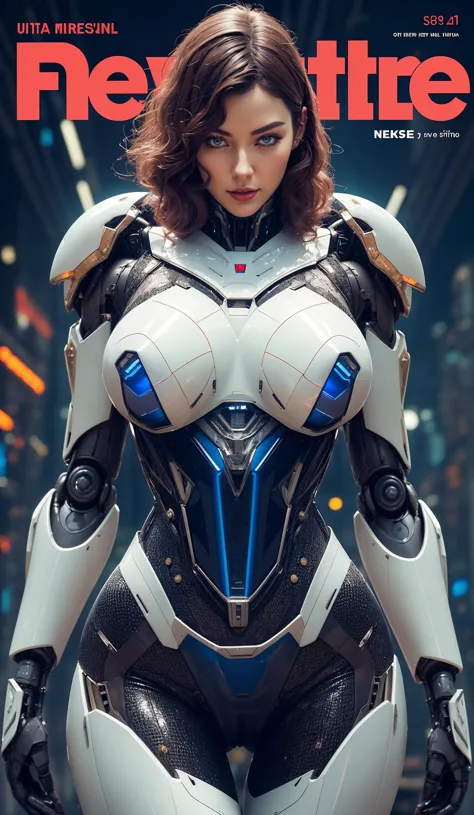 a woman in a futuristic suit on the cover of a magazine