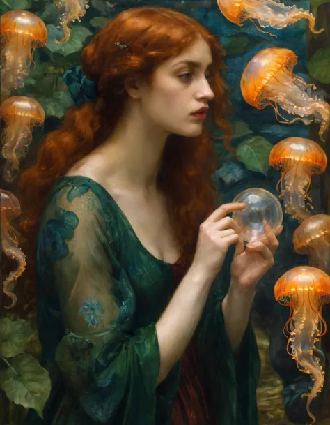Mystery of dappled light in a world filled with jellyfish under Dante Gabriel Rossetti's influence
