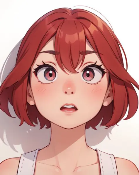 1girl just face <lora:Sexy-Comic-Style:1>, red hair, round eyes, eyes shadow, lewd expression,