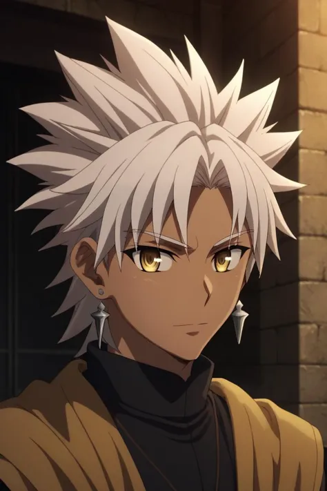 score_9, score_8_up, score_7_up, source_anime, rating_safe, , anime screencap, , , looking at viewer, , , 1boy, solo, male focus, <lora:shirou_kotomine_pony:0.98>, shirou_kotomine, white hair, yellow eyes, spiked hair, , , dungeon, , <lora:sdxl_lightning_8step_lora:1>