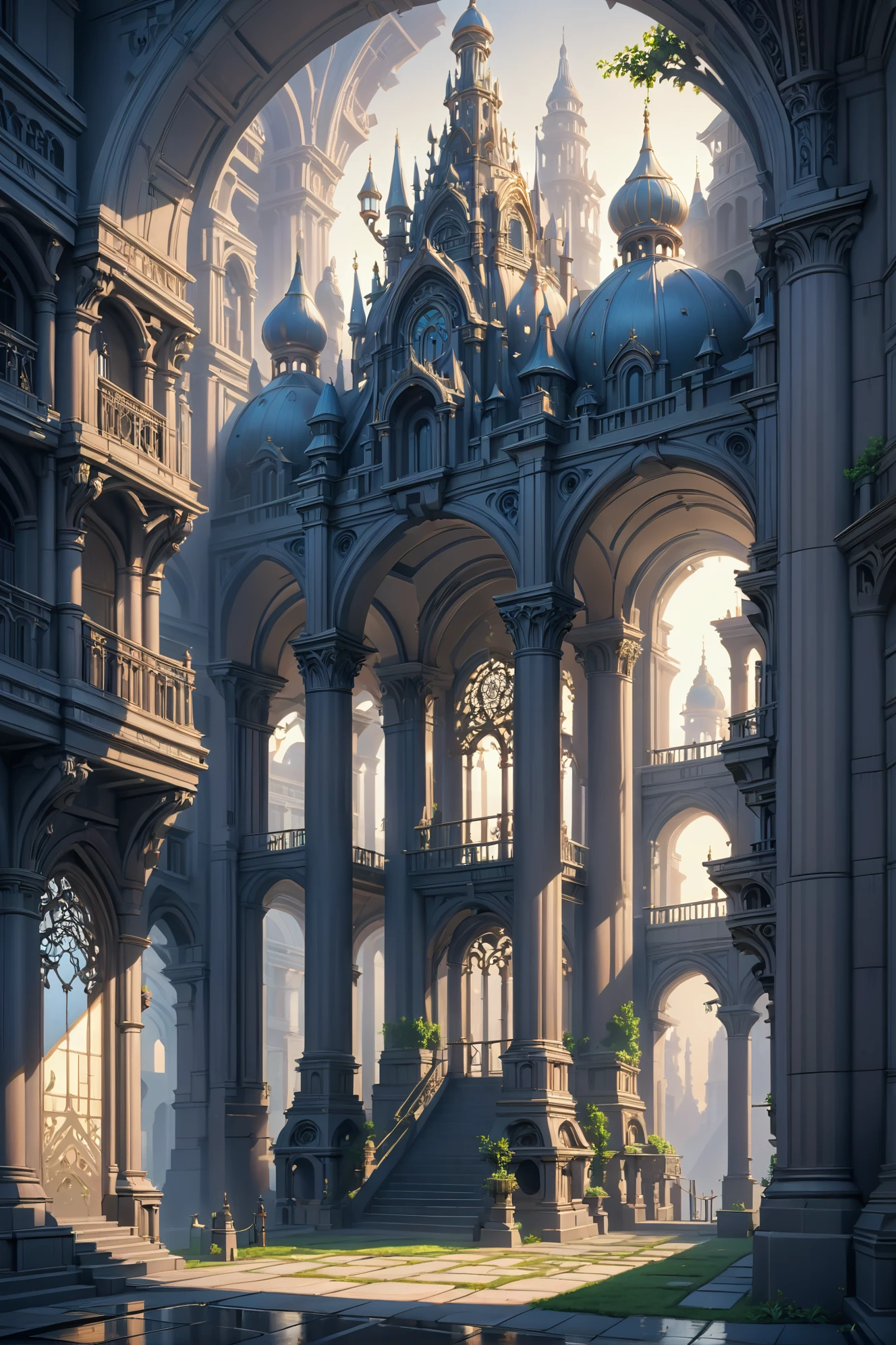 digital painting, morning, architecture, "at the Shadowy epic Apparatus", intricate, 8k, ultra high detail, masterpiece