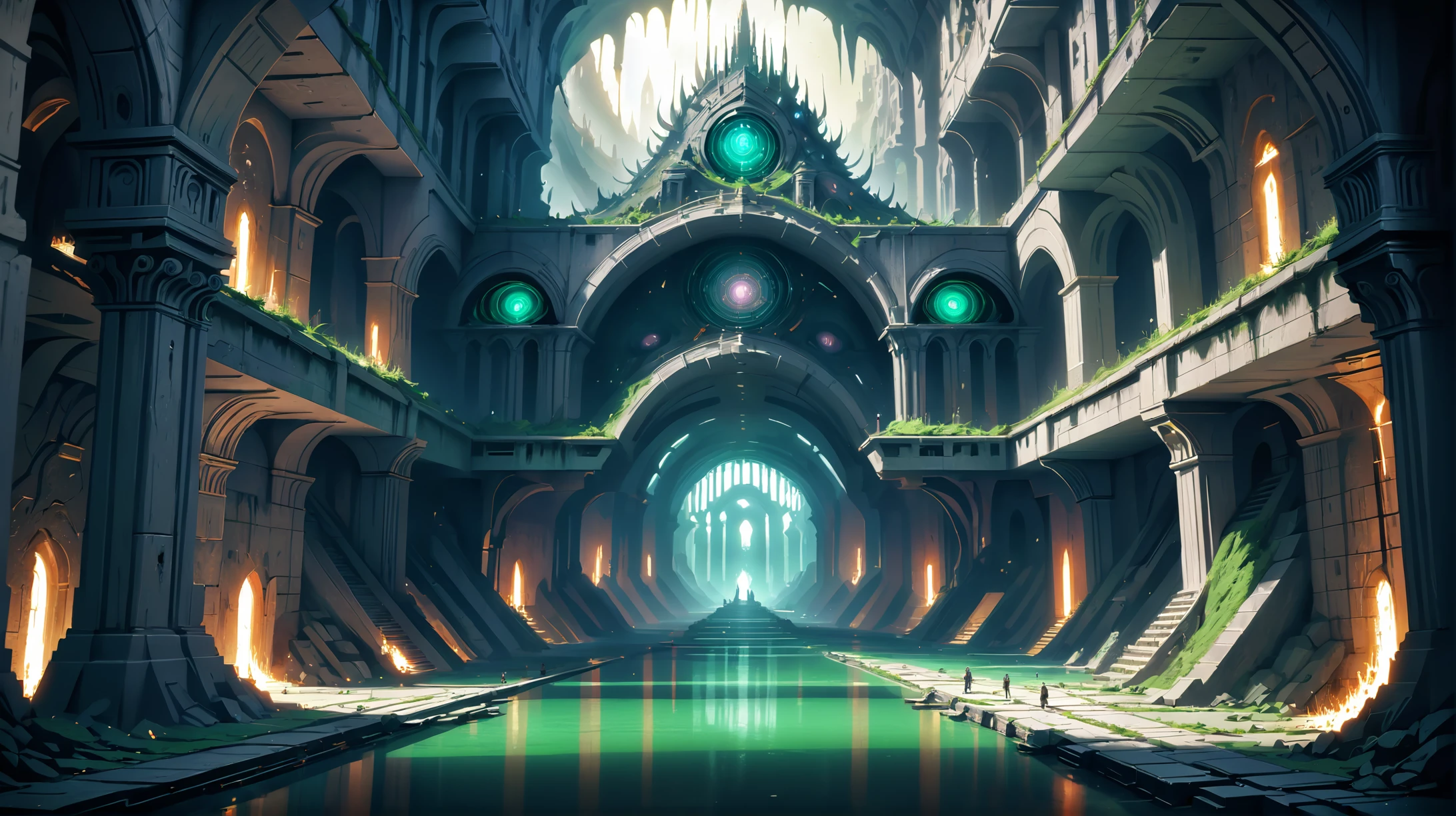 digital painting, forgotten,epic fantasy subterranean city beyond the end of time, by Alex Jay Brady, intricate, 8k, ultra high detail