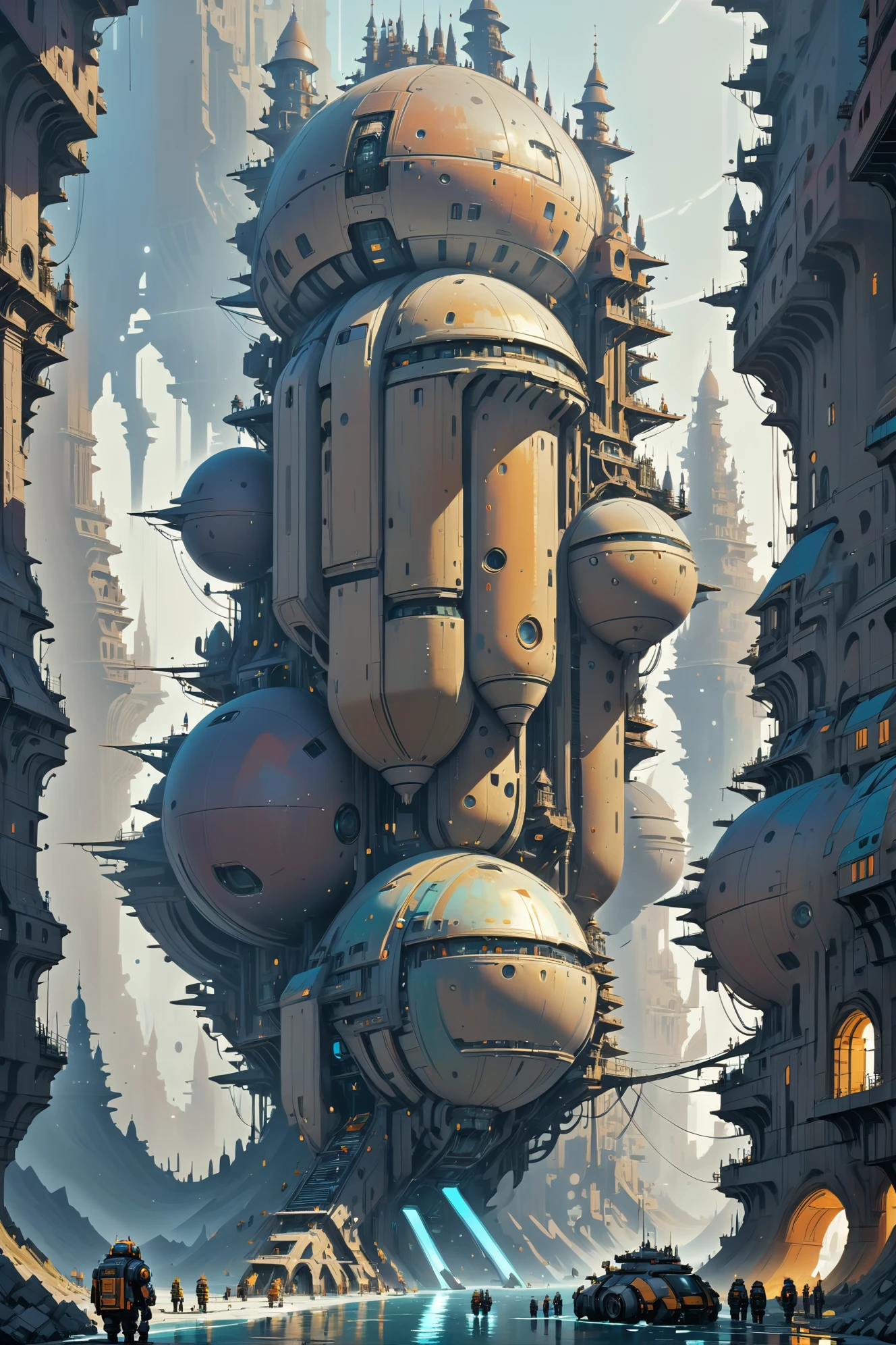 digital painting, wonderous fantasy megastructure outside of time, by Ian McQue, 8k, ultra high detail, masterpiece