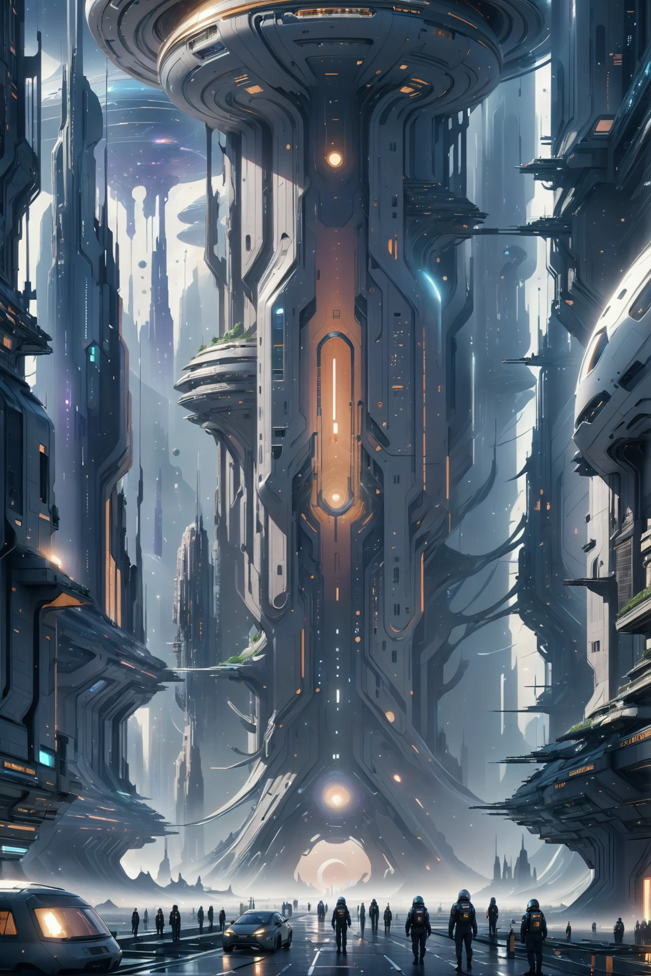 اللوحة الرقمية, مدينة الخيال العلمي السماوية بعد نهاية الكون المتعدد, بواسطة جان أورشيل, 8 كيلو, تفاصيل عالية جدًا, تحفة