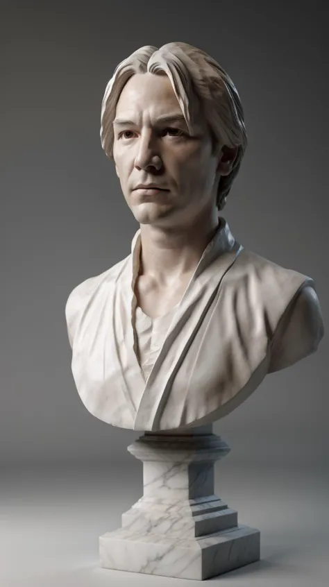 <lora:KeanuV5:0.7> kreeves as  marble bust <lora:MarbleBust:0.7>, white marble texture skin,  statue, sculpted white hair, white marble, carrara marble