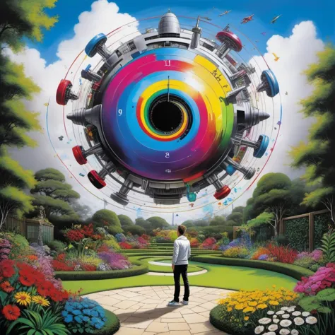 (fantasy art designed by Martin Whatson:0.9) , sci-fi art, ("The Time Trap":1.1) , garden, in focus, Angry, Swirling