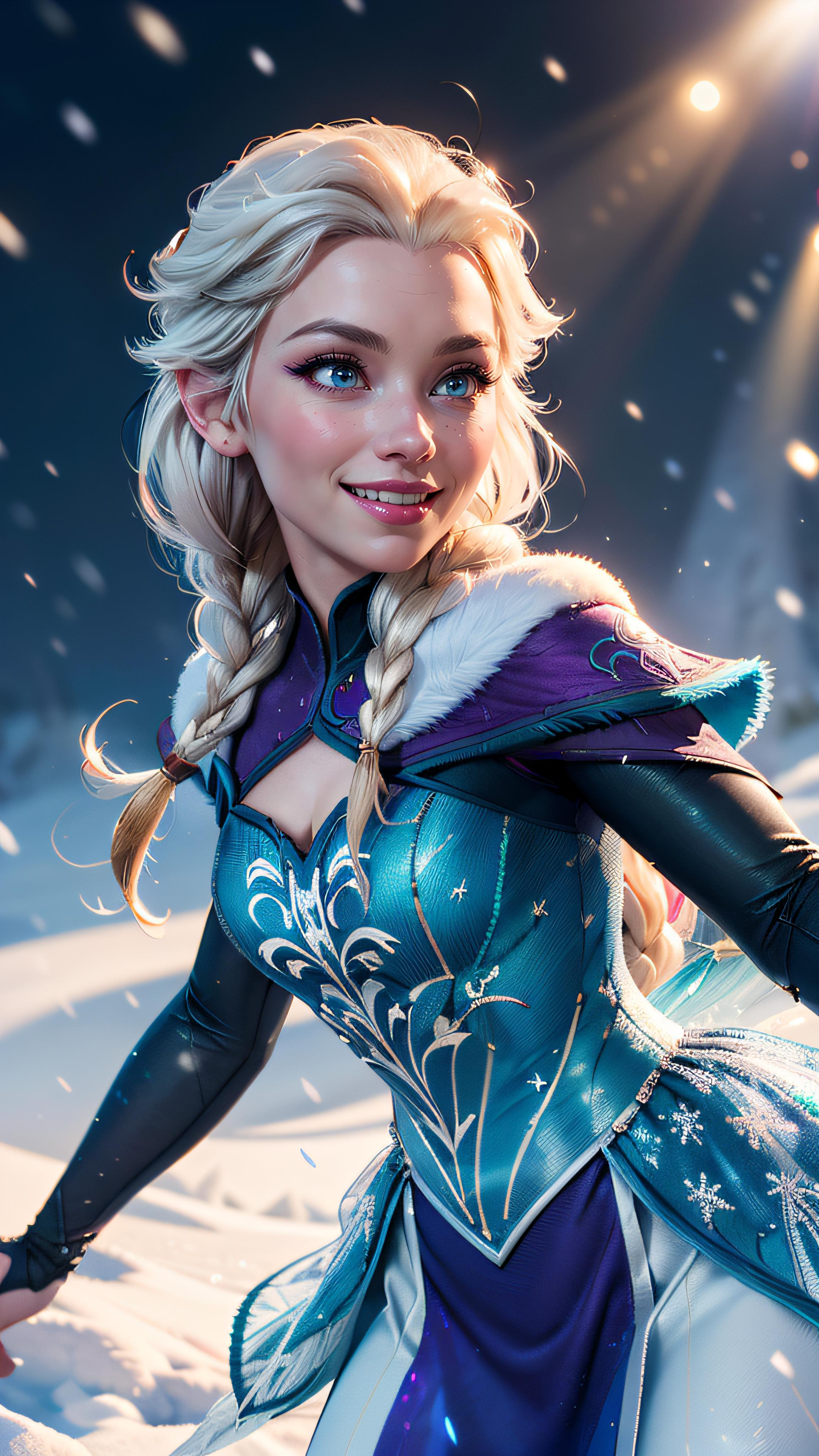 A woman dressed as elsa from frozen princess in the snow - SeaArt AI