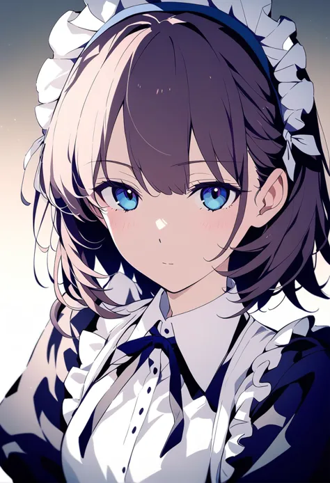 anime girl with blue eyes and a white shirt and a bow