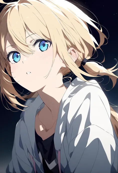 anime girl with blue eyes and long blonde hair