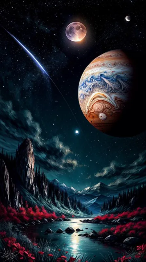 The splitting Moon falls on Jupiter
