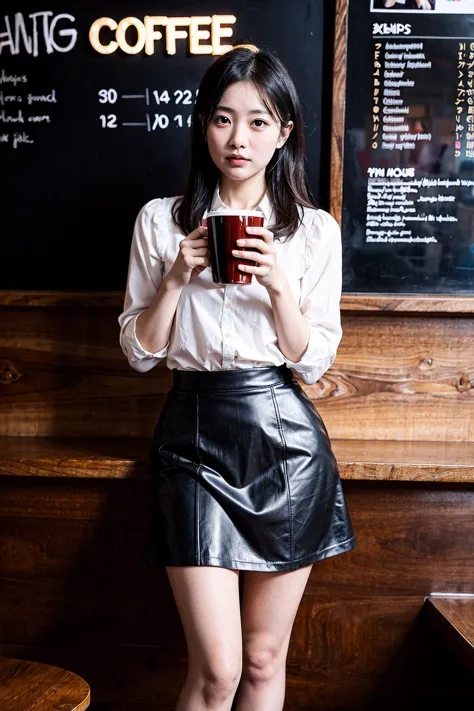 1girl, adult lady, standing, holding skirt, legs, hands, coffeeshop  <lora:hinaMaybeBetterPose_v1:0.16>