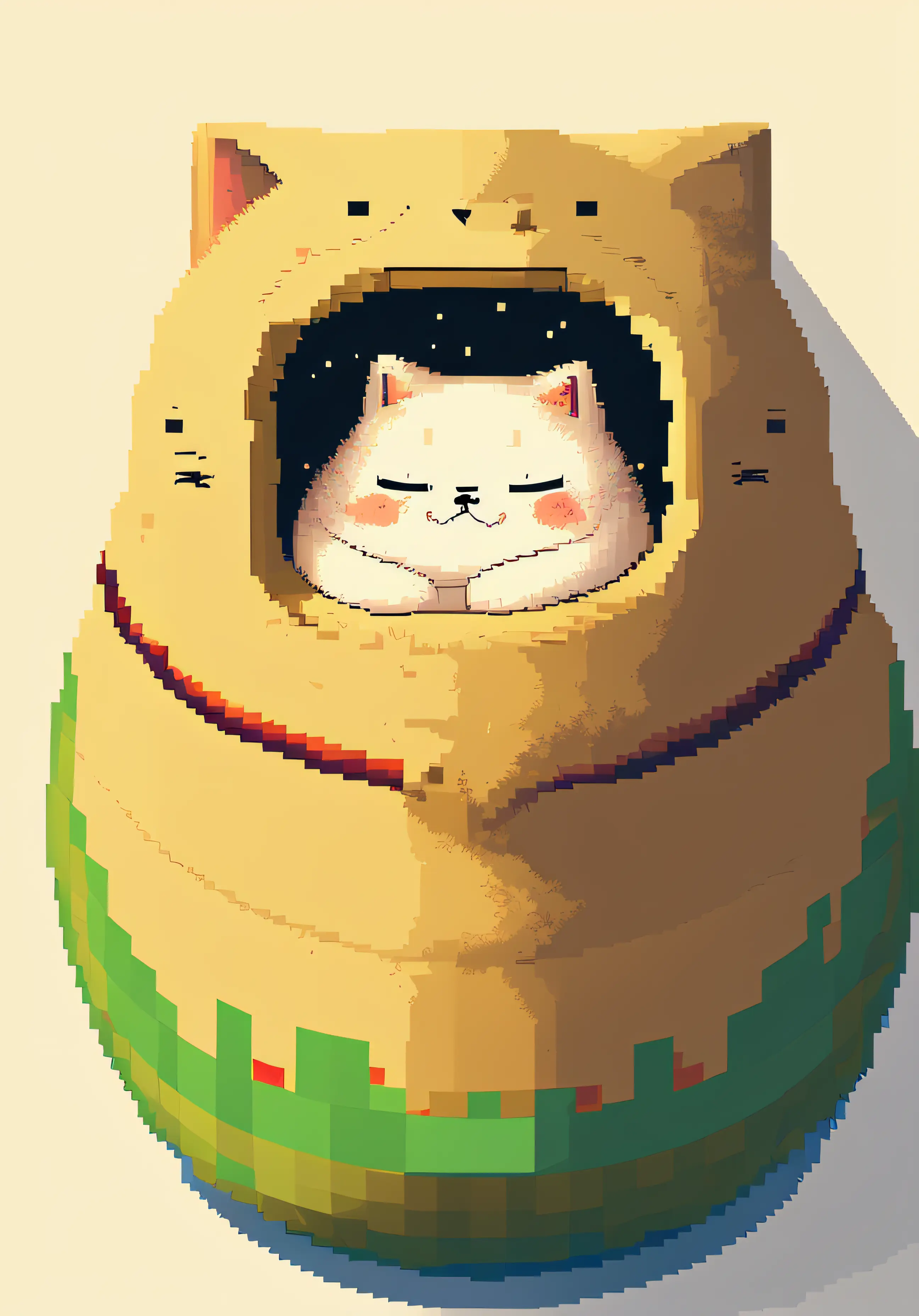 (masterpiece, best illustration, no humans), 1 fat cute cat sleeping, comfy, highly detailed, pixel,pixel art,