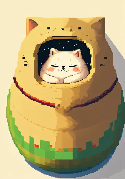 (masterpiece, best illustration, no humans), 1 fat cute cat sleeping, comfy, highly detailed, pixel,pixel art,