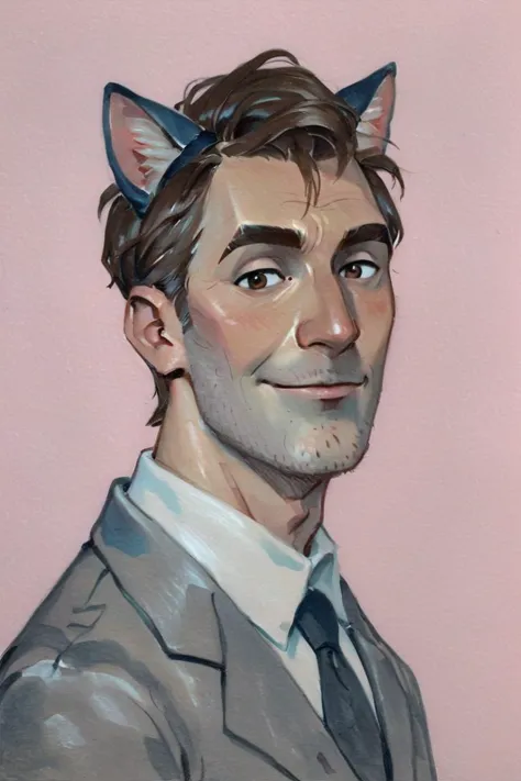 a painting of a man with a cat's ears on his head