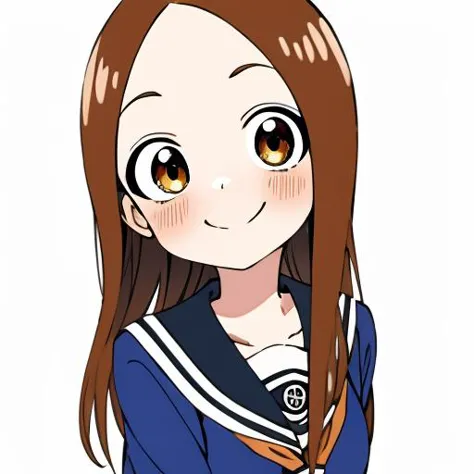 anime girl with long brown hair and a sailor outfit